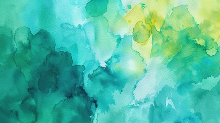 Wall Mural - Serene Oasis, Abstract Watercolor Teal and Green Background, Evoking a Sense of Calm and Refreshment