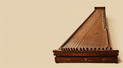 A zither set against a solid cream background