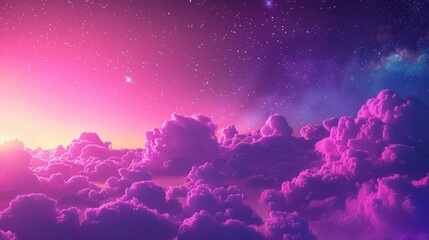 Wall Mural - the sky is lit up with a vivid violet neon glow forming a mesmerizing background