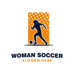 Sticker - Woman Soccer Logo Design Vector Template