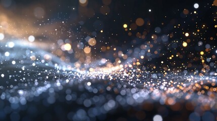 Sticker - Abstract bokeh background with gold and silver sparkles.