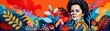 © PatK - Inspirational mural  with elements from novels, cultural icon, Hispanic Heritage Month celebration