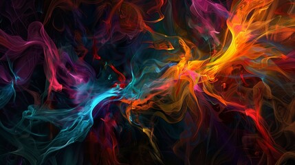 Canvas Print - Abstract Smoke Swirls in Vibrant Hues.