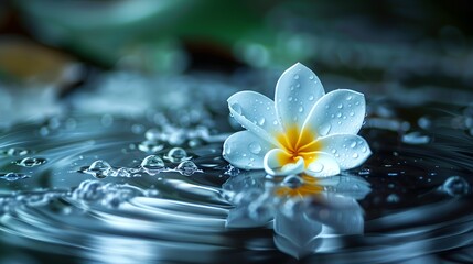 Wall Mural - a white flower floating on top of a body of water