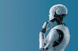 © Luba - Artificial Intelligence Concept: Robot Contemplation on Blue Background