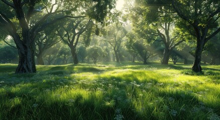 Canvas Print - Sunlight Streaming Through a Verdant Forest