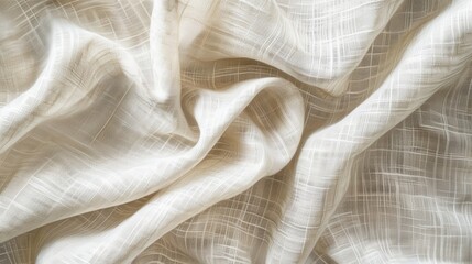 Canvas Print - Background of white woven fabric with linen fiber texture