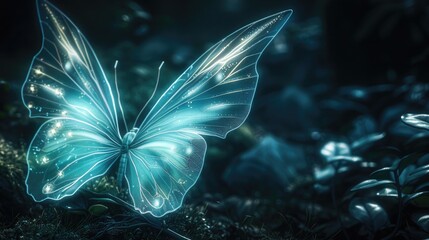 Wall Mural - radiant fairy wings shimmering with a celestial light, glowing softly against the darkness, imbuing 