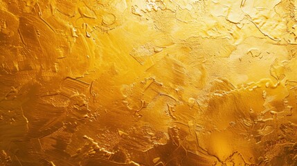 Sticker - Decorative golden paper wall texture. Yellow shiny gold foil paint on wall sheet with gloss light reflection.