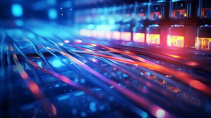 Wall Mural - electronic connection with data transfer, network and communication