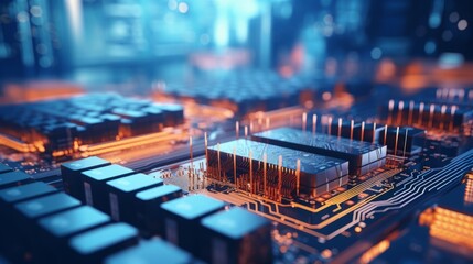 Wall Mural - electronic connection with data transfer, network and communication