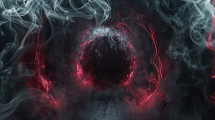 Wall Mural - sinister tendrils of smoke emanate from a dark and empty center, their edges tinged with foreboding 