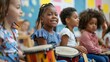 © Shozib - Children happily playing musical instruments in a school music class
