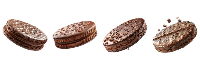 Assorted Chocolate Cookies on White Background