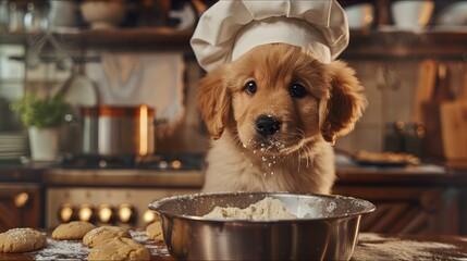 Wall Mural - dog in the kitchen