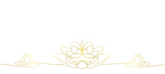 lotus diwali line art style. indian hinduism festival light element vector