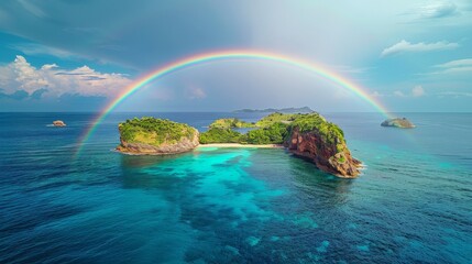 Wall Mural - rainbow over the sea