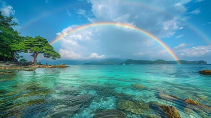 Wall Mural - rainbow over the sea