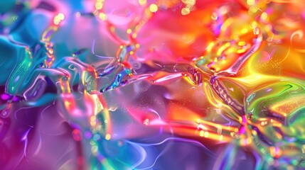 Wall Mural - stunning abstract holographic rainbow crystal background, showcasing a dreamy watery texture with vi