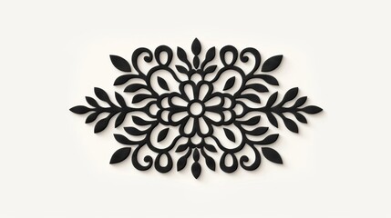 Wall Mural - Black Slavic-themed ornament pattern tile, minimalistic style, centered on white background, intricate details 