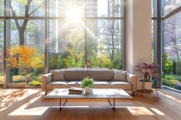 Penthouse interior with modern design. Designed using stock photos.