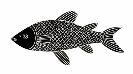 Isolated black Slavic fish symbol on white background minimalistic and stylized 