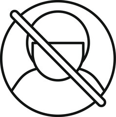 Sticker - Icon of a person wearing a medical mask with a no entry sign over it, representing restricted access