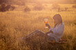 © Олег Мальшаков - Beautiful young girl with a glass of wine on a picnic