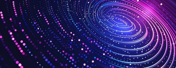 Wall Mural - Abstract digital technology background with geometric patterns and bright lights
