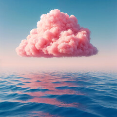 Wall Mural - pink cloud over blue water