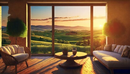 Canvas Print - living room with a view