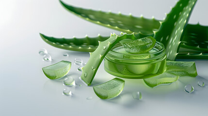 Sticker - Organic Aloe Vera Beauty Product on White Background