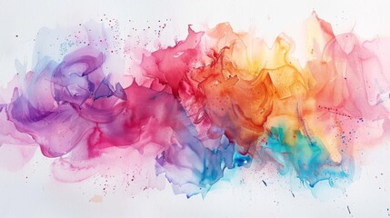 Poster - A watercolor abstract painting with fluid brush strokes and blending colors on paper.