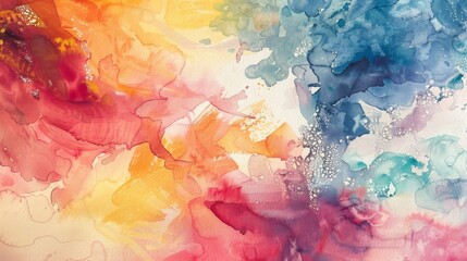 Poster - A watercolor abstract painting with fluid brush strokes and blending colors on paper.