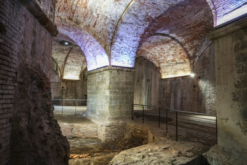 Passage underneath walls of town, Bastion of Saint Martin, Lucca in Tuscany Italy