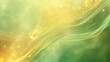 © javier - Soothing pastel yellow and green abstract background with wavy lines and glowing particles