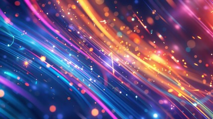Wall Mural - abstract colorful light streaks and glowing particles