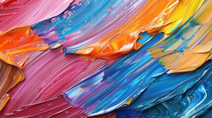 Wall Mural - vibrant abstract oil painting on canvas, featuring dynamic brush and palette knife strokes. multi-co