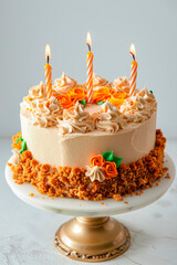 Poster - carrot cake birthday on white surface background