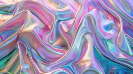 Wall Mural - vibrant iridescent fabric background showcasing bright multi-colored fabric with a luminous sheen, r