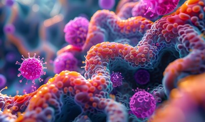 Poster - Microscopic View of Viruses and Cells