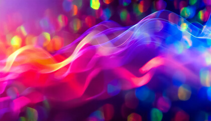 Wall Mural - Gradient colored and glassy smoke flying in black space, creative color concept