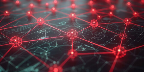 Abstract glowing particle lines and bokeh on a dark backdrop, conveying a futuristic technology concept