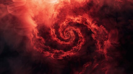 Wall Mural - Whirling clouds of smoke expand from a central point, shrouded in a menacing red glow that casts eerie shadows and sets a chilling tone, ideal for creating a spooky Halloween atmosphere.