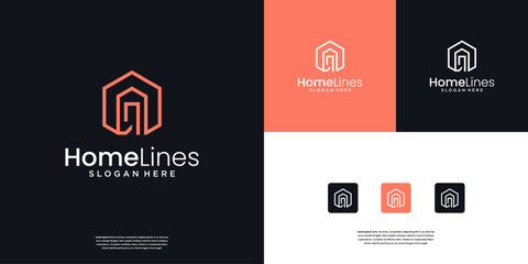 Abstract Home building, real estate agency business logo design template