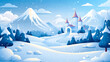 © Akash Tholiya - snowy landscape with ice castle vector simple 3d isolated illustration