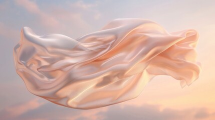Wall Mural - witness the ethereal elegance of a piece of silk fabric as it floats gracefully in mid-air,