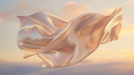 Wall Mural - witness the ethereal elegance of a piece of silk fabric as it floats gracefully in mid-air,