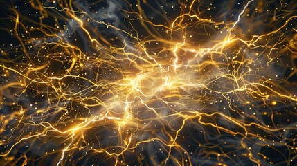 Wall Mural - witness the vibrant display of golden lightning energy rippling across the dynamic texture backgroun
