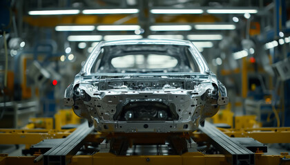 Aufkleber - Automated robotic assembling enhances efficiency and accuracy, transforming car production with precise results